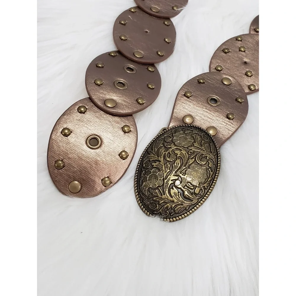 Oval Disc Belt Women Concho Western Boho y2k bohemian festival statement BRASS